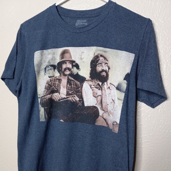 Retro CHEECH & CHONG short-sleeve graphic t-shirt in navy blue heather. - Picture 3 of 6